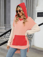 Load image into Gallery viewer, Double Take Contrast Hooded Long Sleeve Top