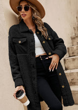 Load image into Gallery viewer, Collared Neck Long Sleeve Longline Teddy Jacket