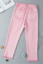 Load image into Gallery viewer, Raw Hem Button-Fly Jeans with Pockets