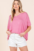 Load image into Gallery viewer, BOMBOM Striped V-Neck T-Shirt