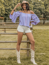 Load image into Gallery viewer, Square Neck Flare Sleeve Blouse