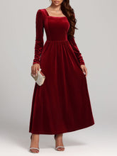 Load image into Gallery viewer, Velvet Square Neck Long Sleeve Dress