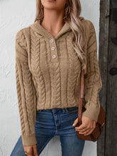 Load image into Gallery viewer, Cable-Knit Long Sleeve Hooded Sweater