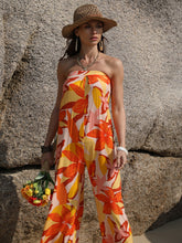 Load image into Gallery viewer, Tied Printed Tube Wide Leg Jumpsuit