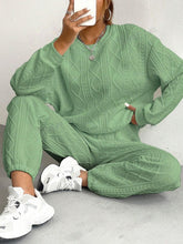 Load image into Gallery viewer, Texture Round Neck Top and Pants Set