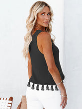 Load image into Gallery viewer, Cutout Tassel Round Neck Tank