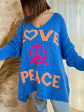 Load image into Gallery viewer, Peace Graphic V-Neck Long Sleeve Sweater