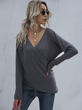 Load image into Gallery viewer, Perfee Waffle-Knit Surplice Long Sleeve Top
