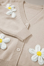 Load image into Gallery viewer, Flower Dropped Shoulder Long Sleeve Cardigan