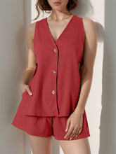 Load image into Gallery viewer, Full Size Button Up Top and Shorts Set