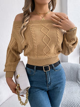 Load image into Gallery viewer, Cable Knit Off-Shoulder Long Sleeve Sweater