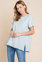 Load image into Gallery viewer, Cotton Bleu by Nu Lab Contrast Trim Short Sleeve Slit T-Shirt