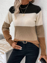 Load image into Gallery viewer, Color Block Mock Neck Long Sleeve Sweater