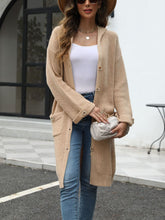 Load image into Gallery viewer, Pocketed Button Up Long Sleeve Hooded Cardigan