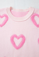 Load image into Gallery viewer, High-Low Heart Round Neck Long Sleeve Sweater