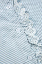 Load image into Gallery viewer, Lace Detail Striped Mock Neck Long Sleeve Shirt