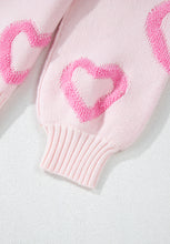 Load image into Gallery viewer, High-Low Heart Round Neck Long Sleeve Sweater