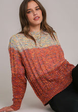 Load image into Gallery viewer, Cable-Knit Color Block Round Neck Long Sleeve Sweater