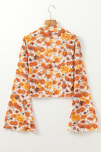 Load image into Gallery viewer, Printed Mock Neck Flare Sleeve Top