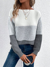 Load image into Gallery viewer, Color Block Drop Shoulder Long Sleeve Sweater