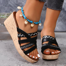 Load image into Gallery viewer, PU Leather Crisscross Wedge Sandals