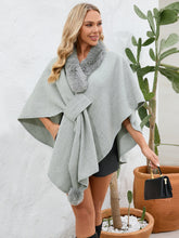 Load image into Gallery viewer, Fuzzy Trim Open Front Poncho