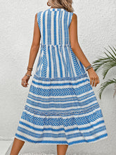 Load image into Gallery viewer, Frill Printed Notched Sleeveless Dress