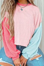 Load image into Gallery viewer, Color Block Round Neck Long Sleeve Top