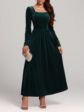 Load image into Gallery viewer, Velvet Square Neck Long Sleeve Dress