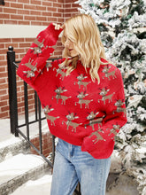Load image into Gallery viewer, Reindeer Round Neck Long Sleeve Sweater