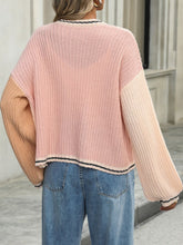 Load image into Gallery viewer, Contrast Open Front Long Sleeve Cardigan