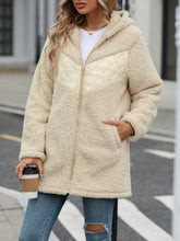 Load image into Gallery viewer, Fuzzy Zip Up Long Sleeve Hooded Jacket