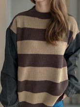 Load image into Gallery viewer, Contrast Round Neck Long Sleeve Sweater