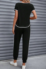 Load image into Gallery viewer, Contrast Trim Round Neck Top and Pants Set