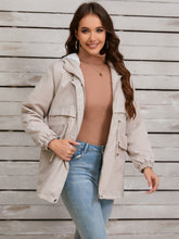 Load image into Gallery viewer, Drawstring Long Sleeve Hooded Jacket