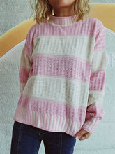Load image into Gallery viewer, Contrast Round Neck Long Sleeve Sweater