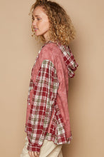 Load image into Gallery viewer, POL Star Patch Plaid Long Sleeve Hooded Top
