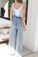 Load image into Gallery viewer, Frayed Exposed Seam Wide Leg Denim Overalls