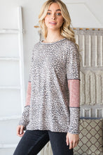 Load image into Gallery viewer, Heimish Full Size Leopard Exposed Seam Contrast T-Shirt