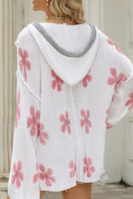 Load image into Gallery viewer, Drawstring Flower Hooded Knit Top