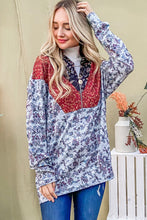 Load image into Gallery viewer, And The Why Printed Half Zip Up Long Sleeve Hoodie
