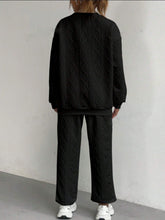 Load image into Gallery viewer, Texture Round Neck Top and Pants Set