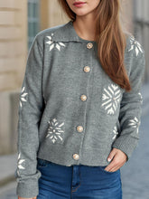 Load image into Gallery viewer, Pearl Trim Collared Neck Long Sleeve Cardigan