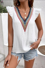 Load image into Gallery viewer, Full Size Ruffled V-Neck Cap Sleeve Blouse