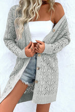 Load image into Gallery viewer, Openwork Button Down Long Sleeve Cardigan