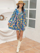Load image into Gallery viewer, Printed V-Neck Balloon Sleeve Mini Dress