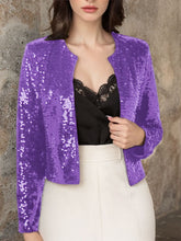 Load image into Gallery viewer, Full Size Sequin Open Front Cropped Jacket