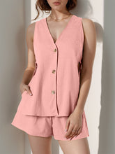 Load image into Gallery viewer, Full Size Button Up Top and Shorts Set