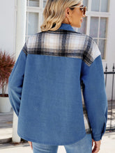 Load image into Gallery viewer, Plaid Button Up Long Sleeve Denim Jacket