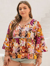 Load image into Gallery viewer, Plus Size Printed Tie Neck Blouse